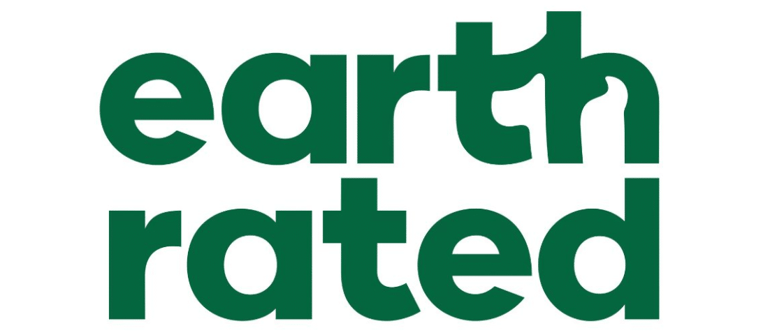 Logo of "earth rated" in bold green letters, with the word "earth" above the word "rated," listing things to do.